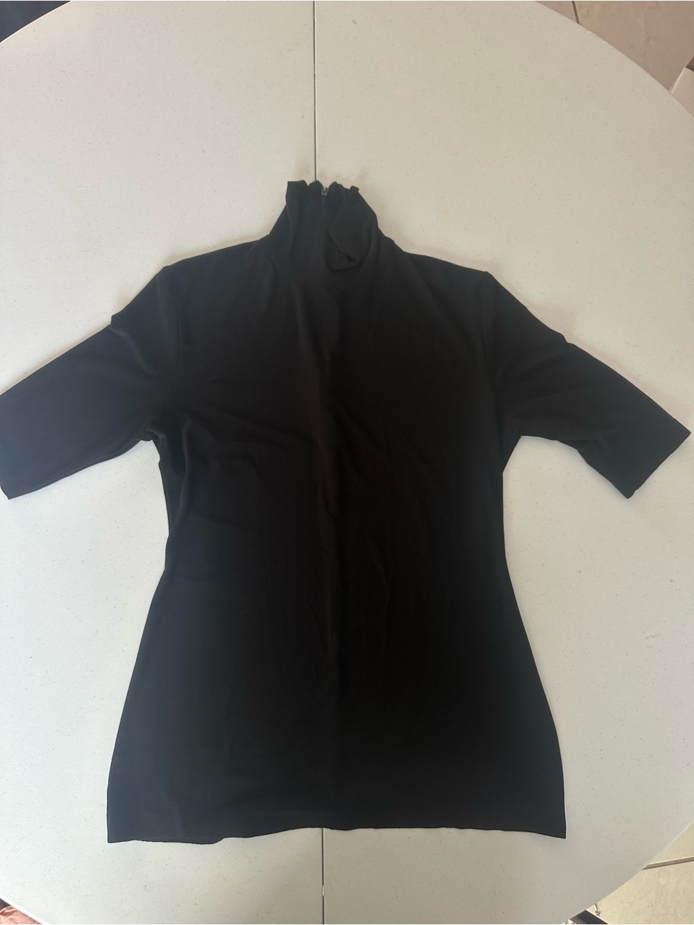 Norma Kamali Black Short-Sleeve Mock Neck Tee #E18